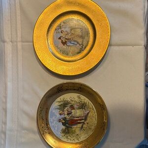 Elegant  22k Gold Decorative Hand Painted Plates